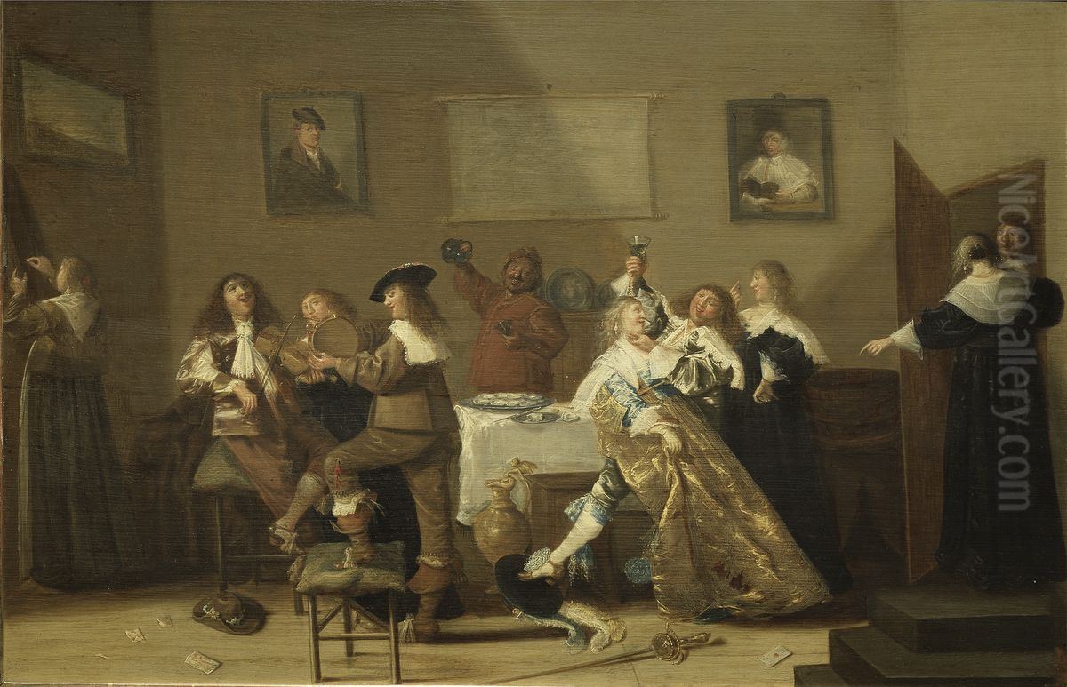Tavern Scene Oil Painting by Dirck Hals