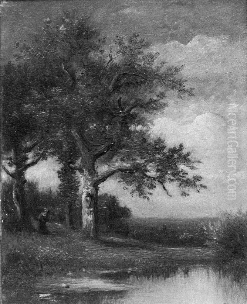 Landskap med ekar Oil Painting by Jules Dupre