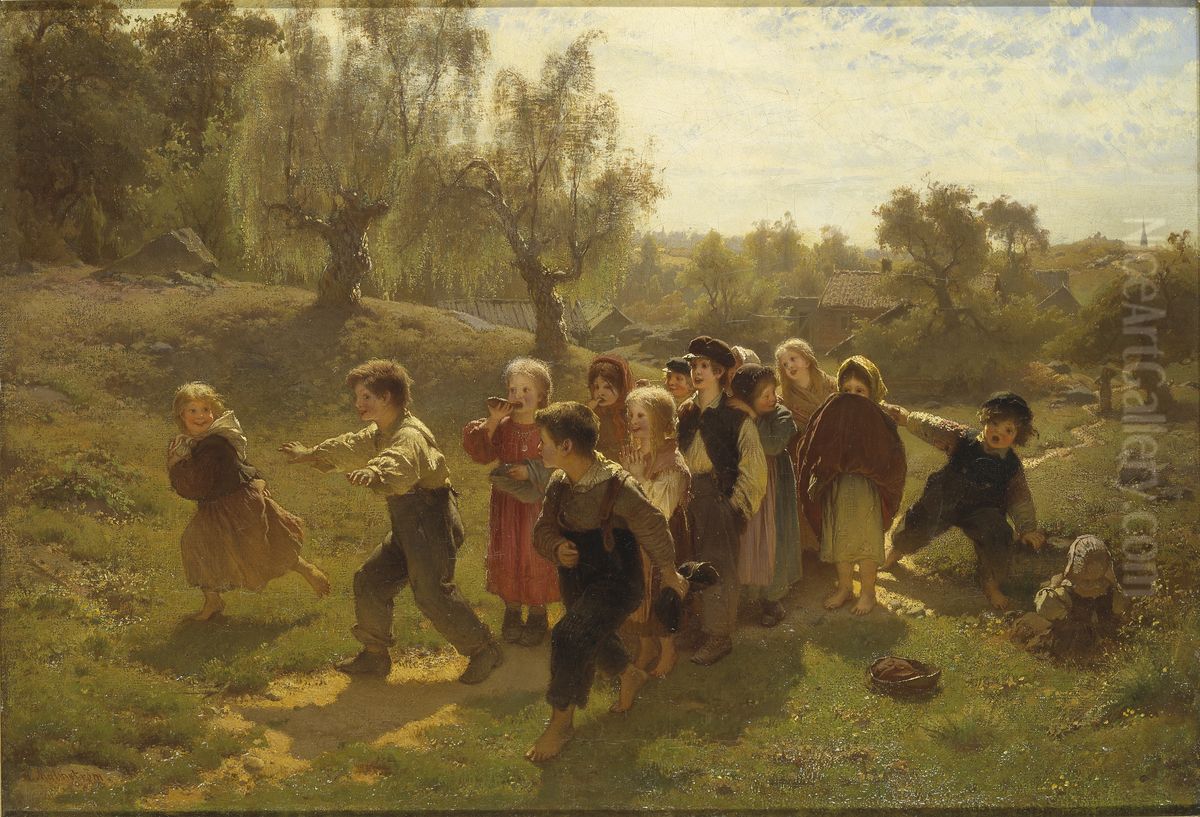 The Game Oil Painting by August Malmstrom
