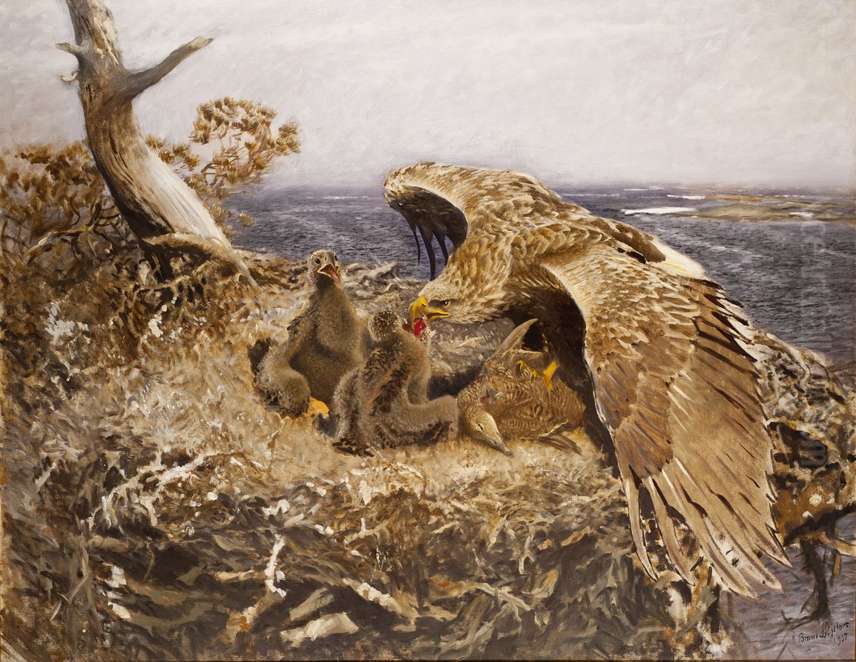Sea Eagle's Nest Oil Painting by Bruno Andreas Liljefors