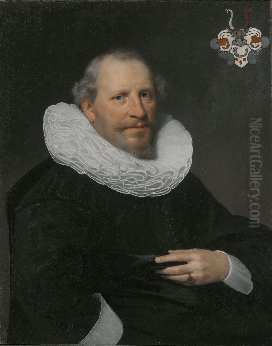 Karl van Cracow, hollandsk ministerresident i Helsingor Oil Painting by Jan Van Ravesteyn