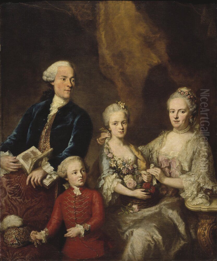 A Group Portrait Oil Painting by Georg Desmarees