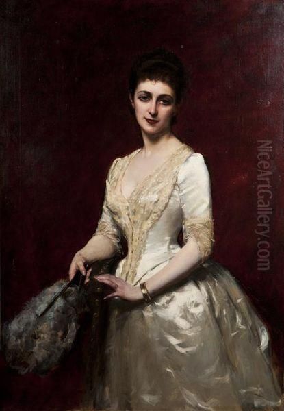 Portrait Presume De La Princesse De Broglie Oil Painting by Carolus Duran Charles Emile