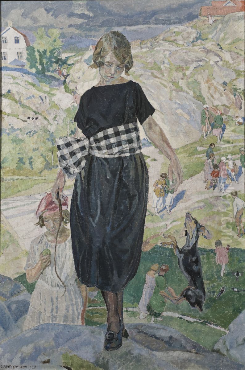 Hoppande hund Oil Painting by Carl Wilhelm Wilhelmson