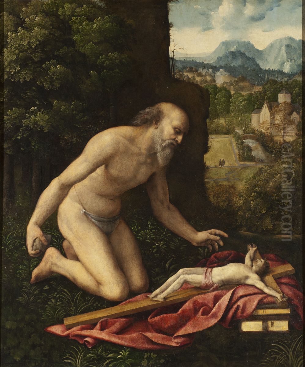 Den helige Hieronymus Oil Painting by Cesare da Sesto