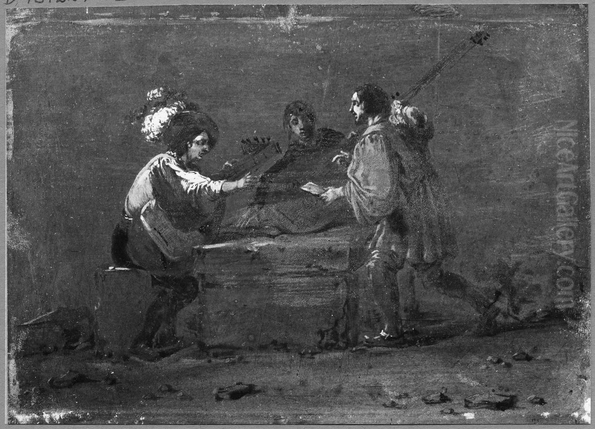 Ett musicerande sallskap Oil Painting by Leonaert Bramer