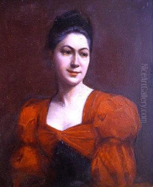Length In A Red Dress Oil Painting by Carolus Duran Charles Emile