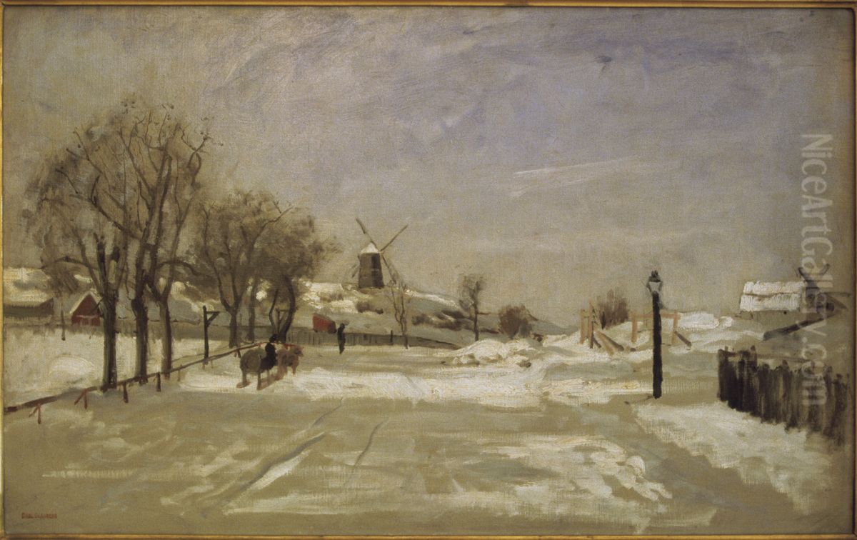 Vintermotiv fran Eriksbergsomradet i Stockholm Oil Painting by Carl Skanberg