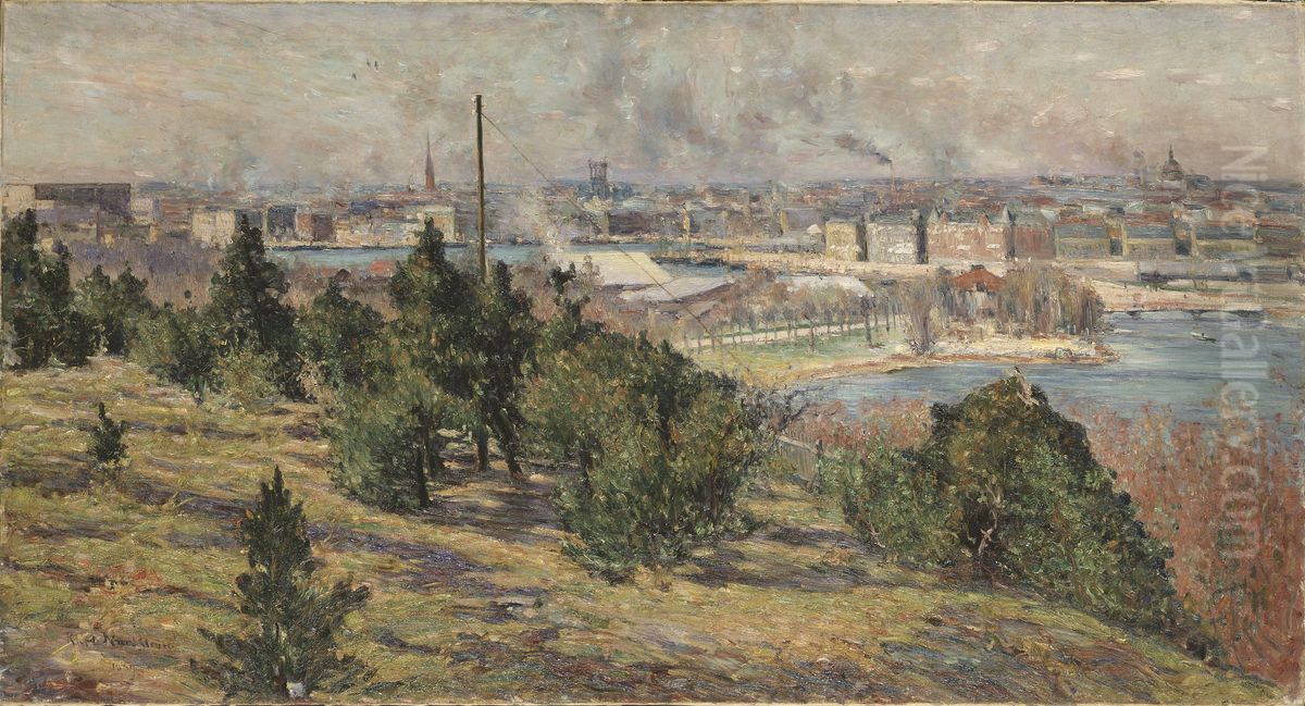 Utsikt over Stockholm fran Skansen Oil Painting by Karl Nordstrom