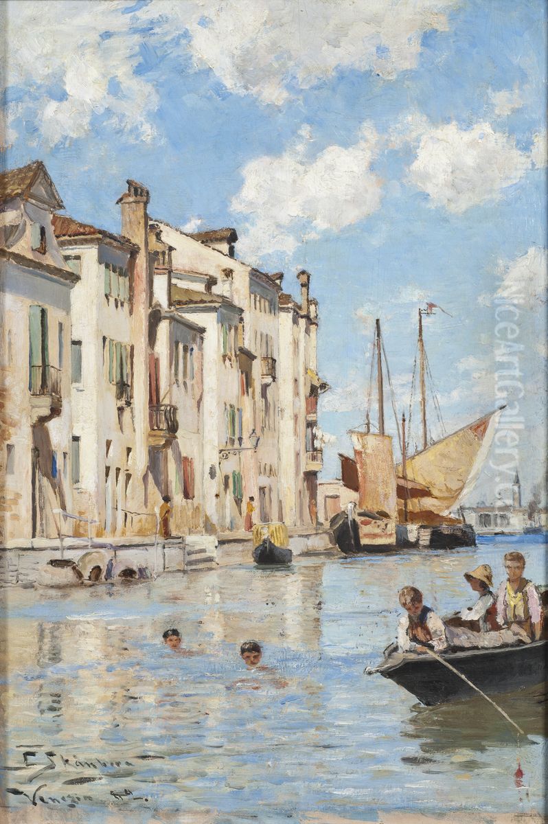 Children Bathing Oil Painting by Carl Skanberg