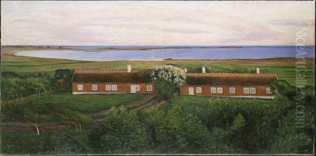The Neighbouring Farm Houses Oil Painting by Karl Nordstrom