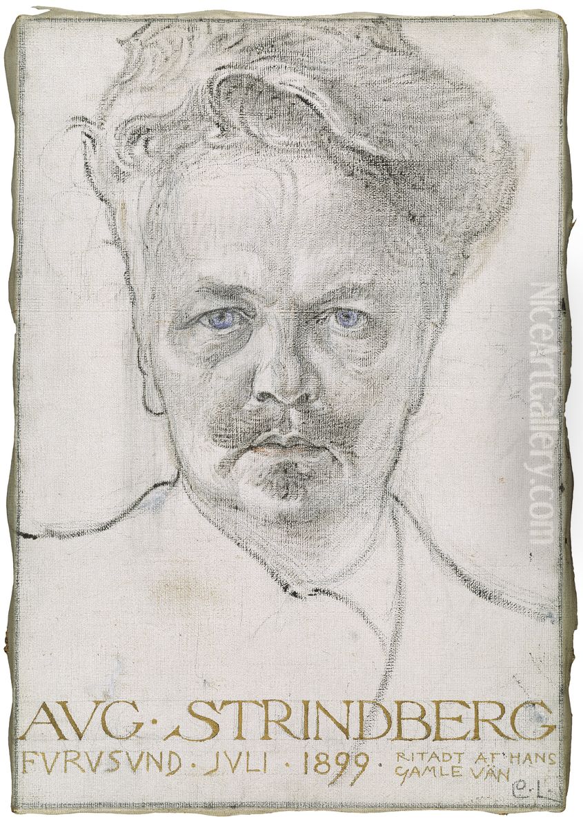 The Author August Strindberg Oil Painting by Carl Larsson