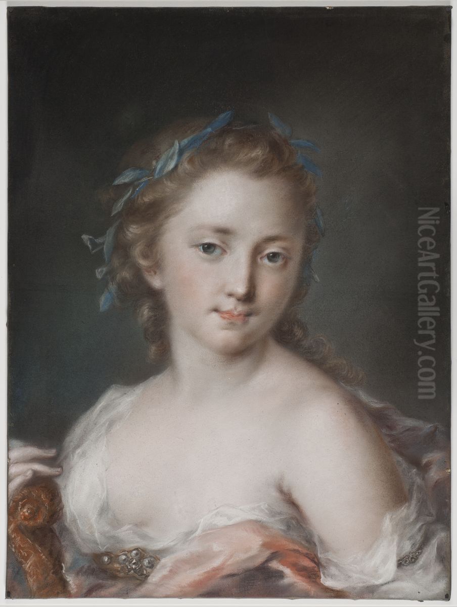 Ung kvinna med lagerkrans Oil Painting by Rosalba Carriera
