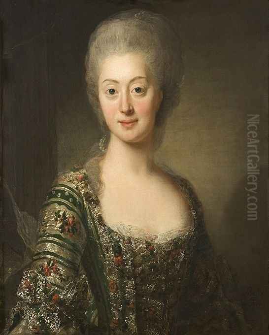 Sofia Magdalena 1746-1813, prinsessa av Danmark, drottning av Sverige, gift med Gustav III Oil Painting by Alexander Roslin