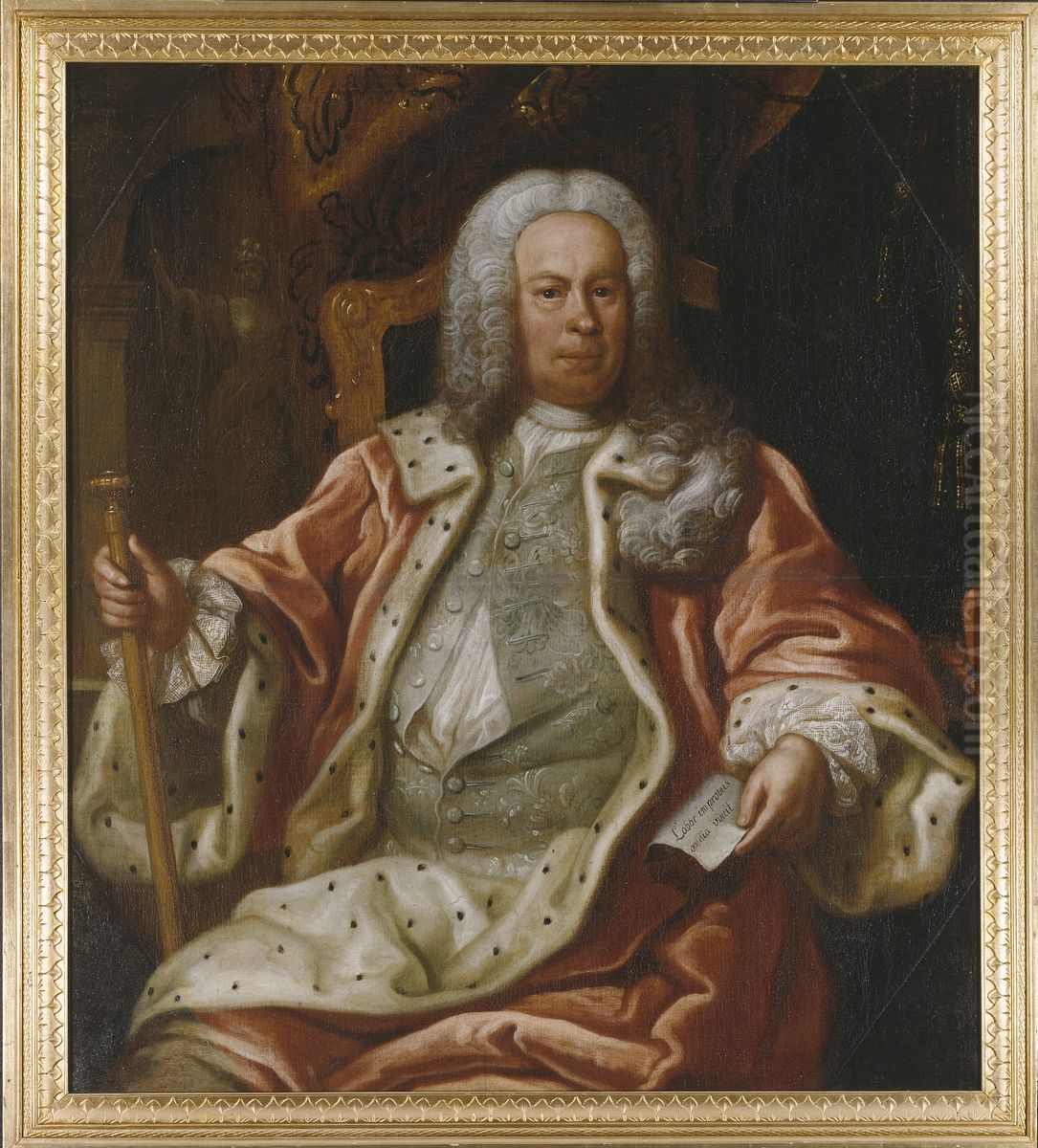 Samuel Akerhielm af Margretelund d.y., 1684-1768 Oil Painting by Lorens Pasch the Elder