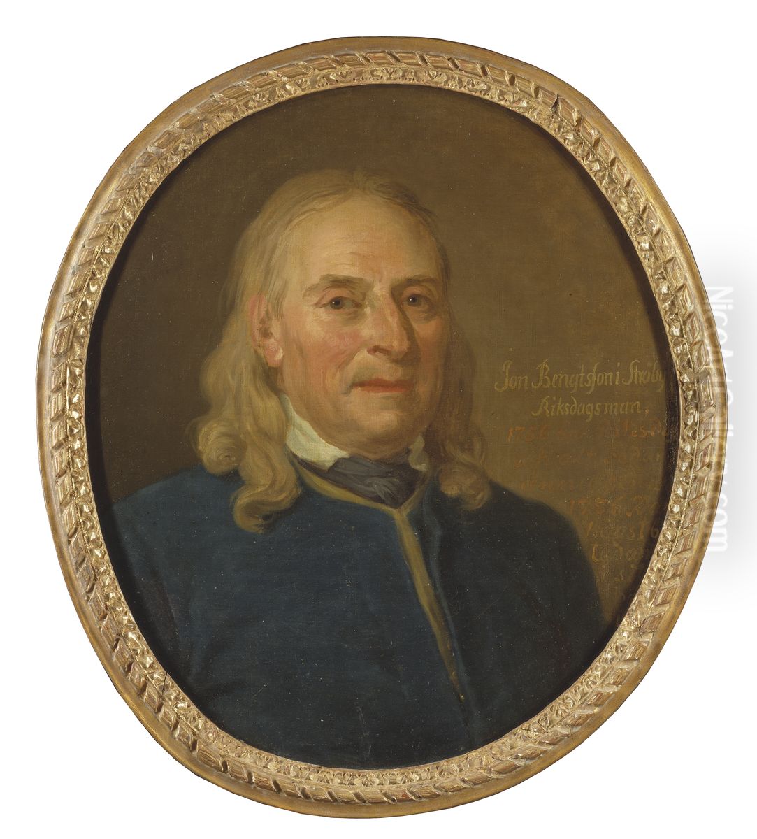 Jon Bengtson i Stroby, 1719-1797, riksdagsman Oil Painting by Lorens Pasch the Younger