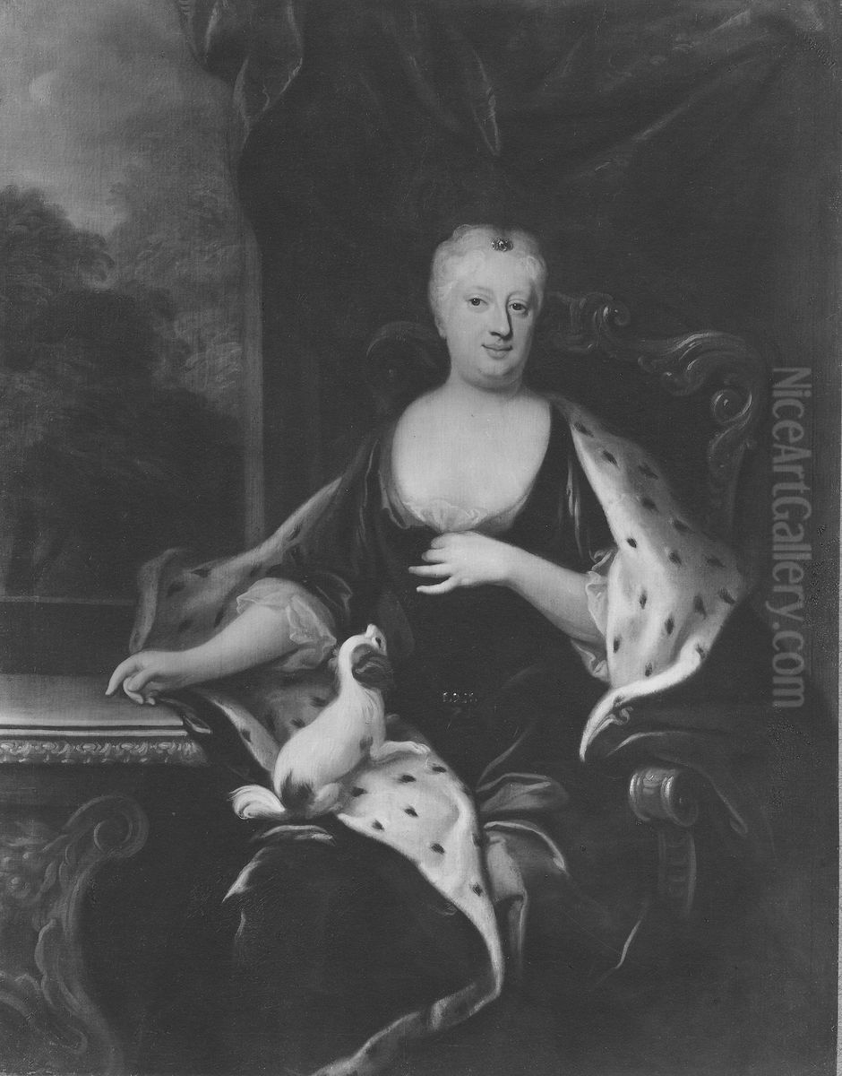 Sofia Charlotta Karolina, 1678-1749,  prinsessa av Hessen-Kassel hertiginna av Meckle Oil Painting by Georg Engelhard Schroder