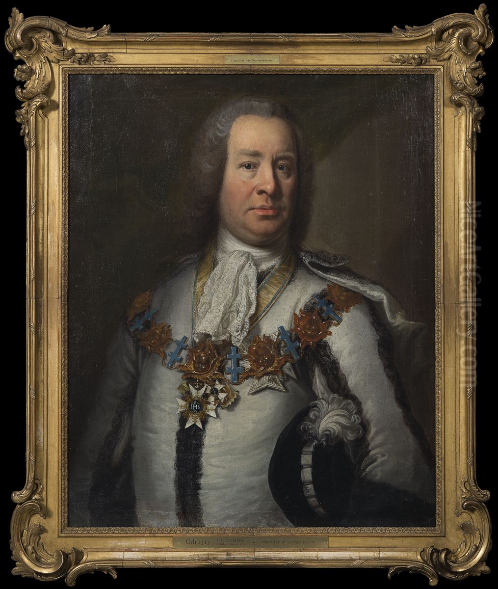 Fabian Wrede af Elima d.y., 1694-1768 Oil Painting by Johan Henrik Scheffel