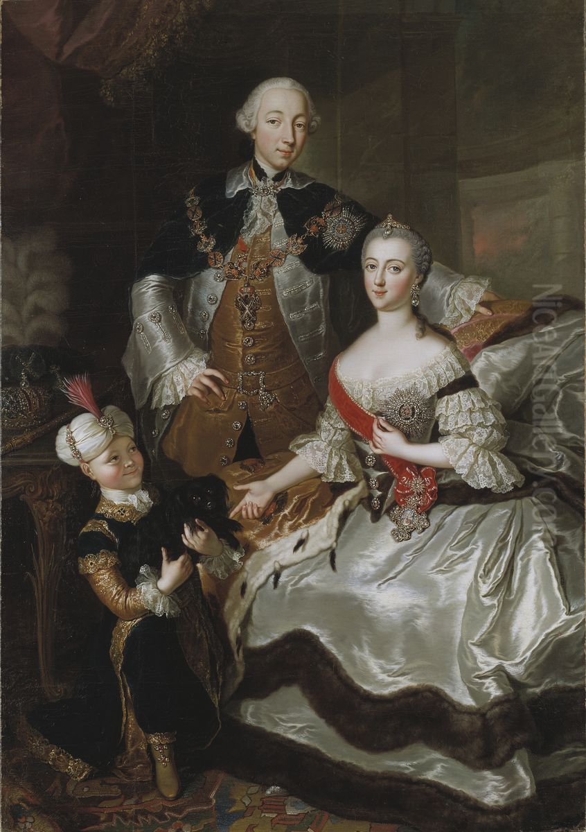Peter III and Catherine II of Russia Oil Painting by Anna Rosina de Gasc