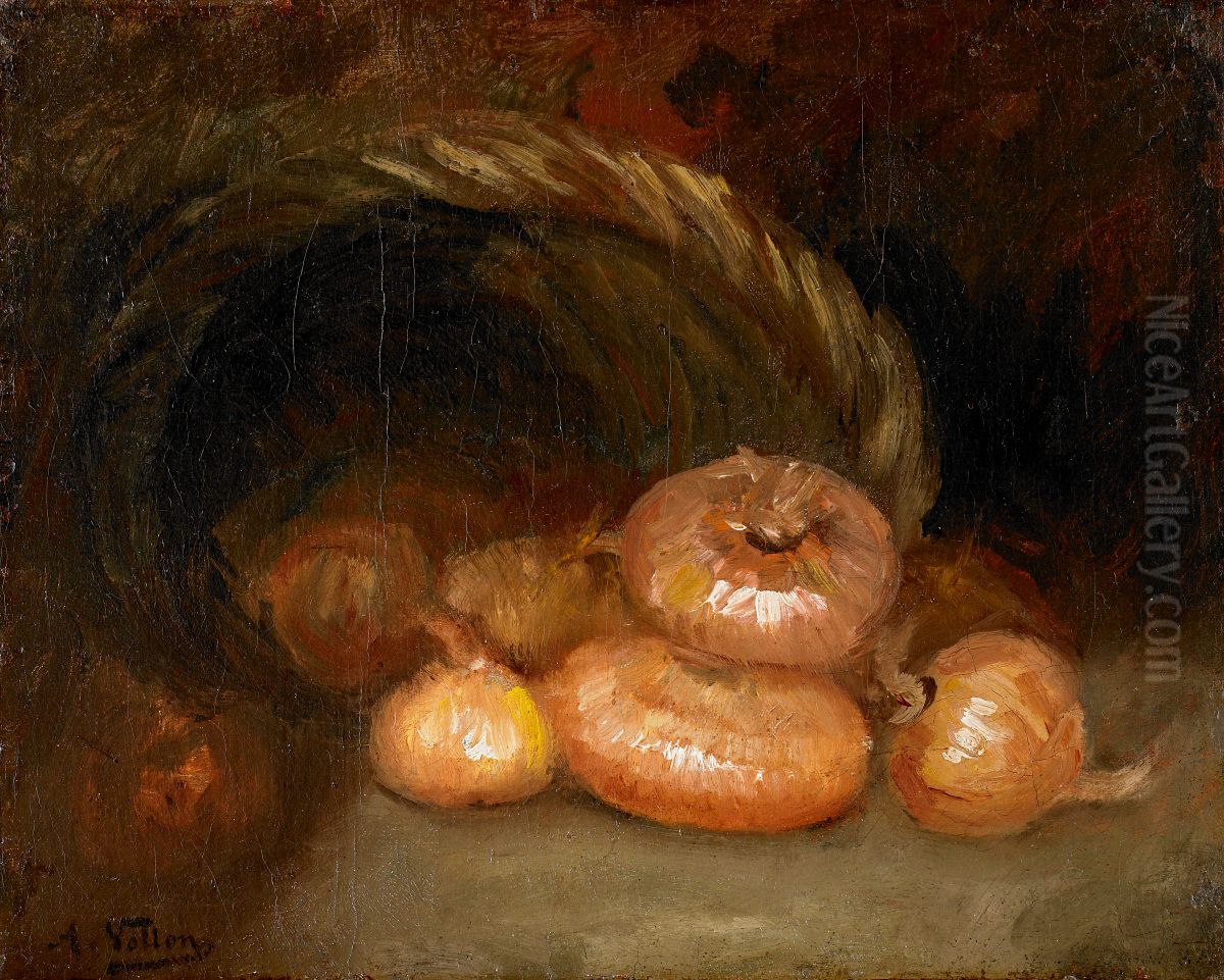 Still Life with Onions Oil Painting by Antoine Vollon