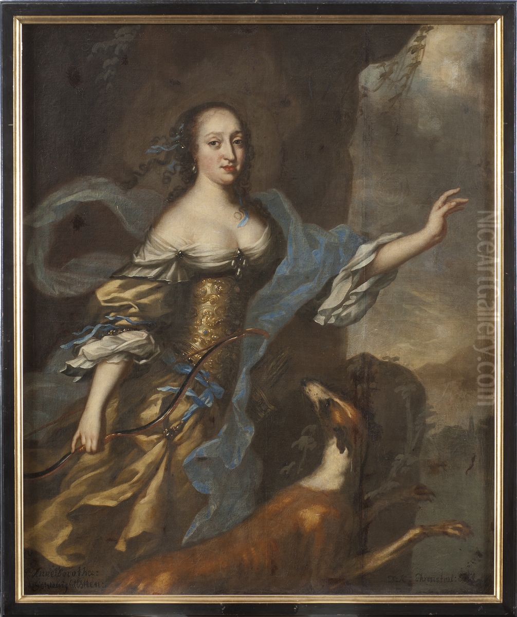 Anna Dorotea, 1640-1713, prinsessa av Holstein-Gottorp, abbedissa i Quedlingburg Oil Painting by David Klocker Ehrenstrahl