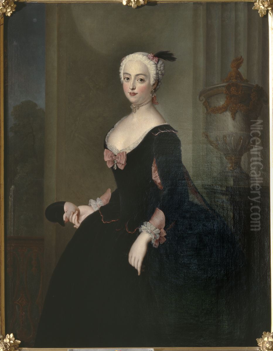 Anna Elisabet von der Schulenburg, 1720-1741, g. von Arnim-Boytzenburg, grevinna, preussisk hovdam Oil Painting by Antoine Pesne