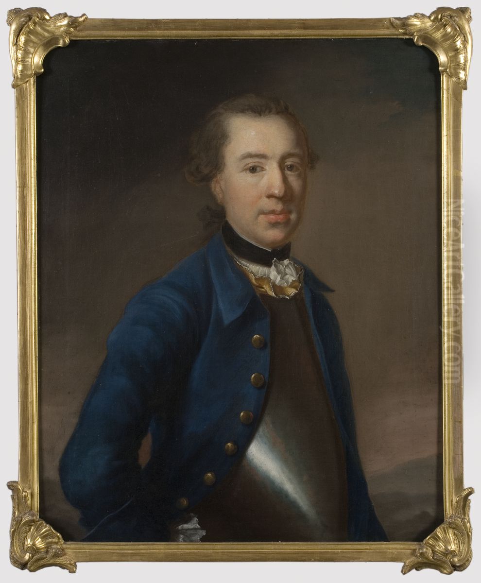 Okand man (kallad overstelojtnant Salomon Schutzer) Oil Painting by Johan Henrik Scheffel