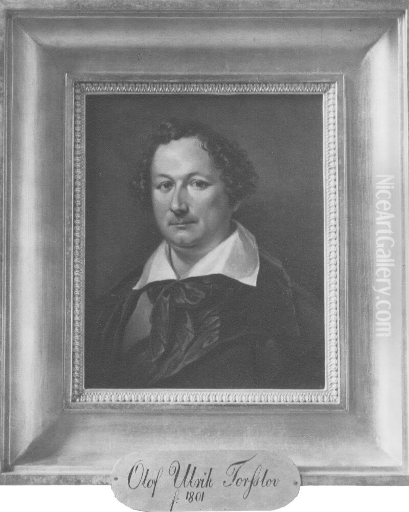 Olov Ulrik Torsslow (1801-1881), skadespelare, teaterledare, gift med skadespelerskan Sara Stromstedt Oil Painting by Johan Gustaf Sandberg