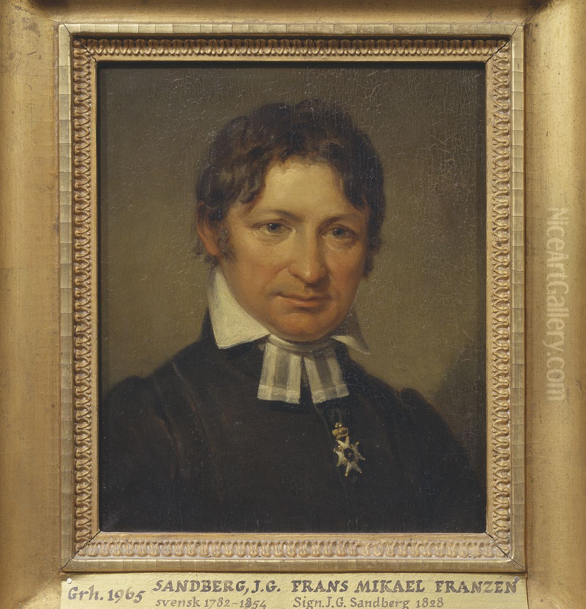 Frans Mikael Franzen, 1772-1847, biskop, skald Oil Painting by Johan Gustaf Sandberg