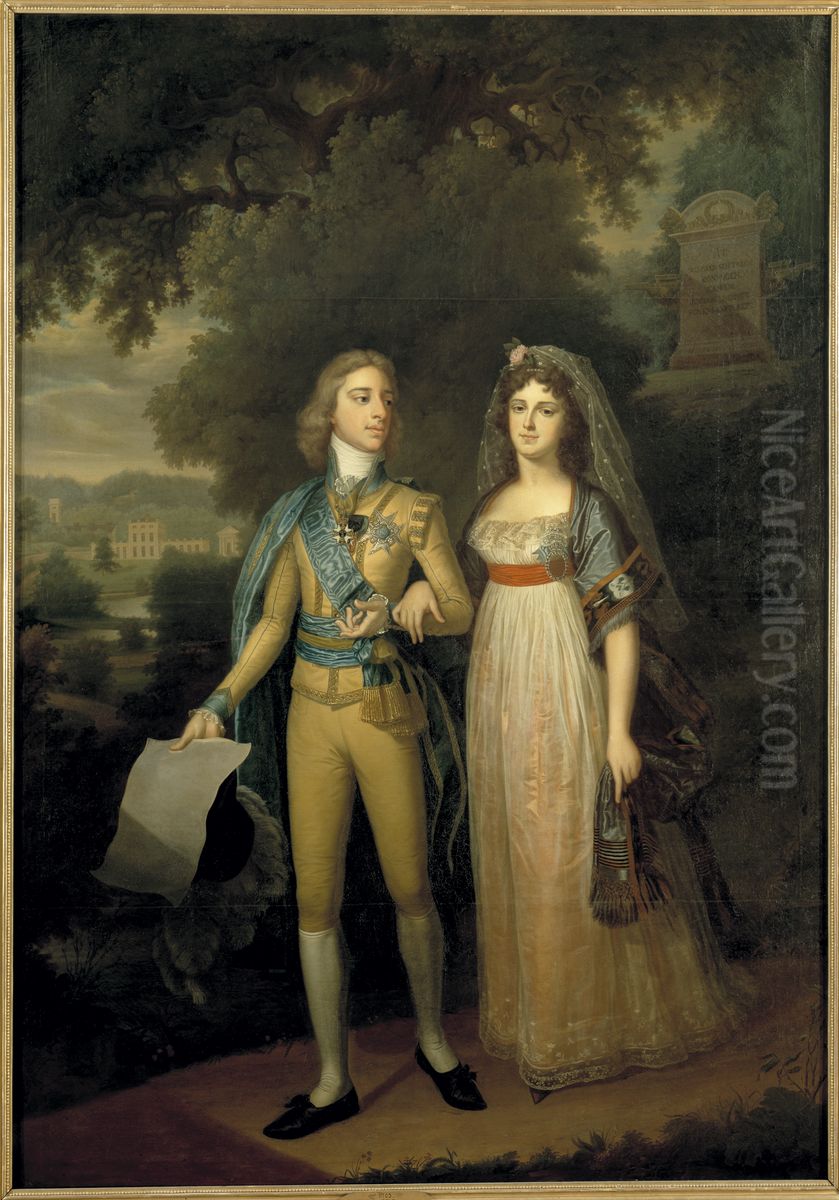 Gustav IV Adolf, 1778-1837, kung av Sverige och Fredrika Dorotea Vilhelmina, 1781-1826, prinsessa av Baden, drottning av Sverige Oil Painting by Jonas Forsslund