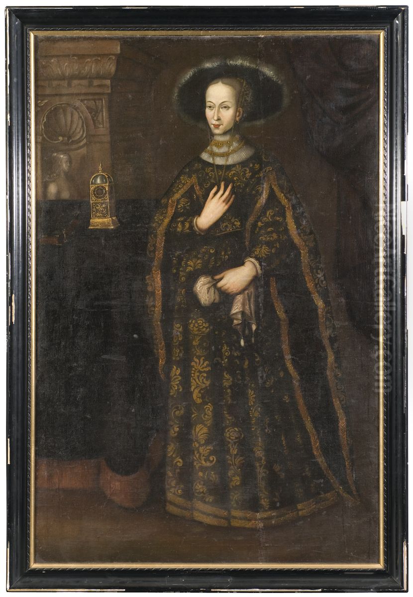 Margareta Eriksdotter Vasa (died 1537), married 1. councillor Joakim Brahe, 2. count Johan of Hoia Oil Painting by Master Hillebrandt