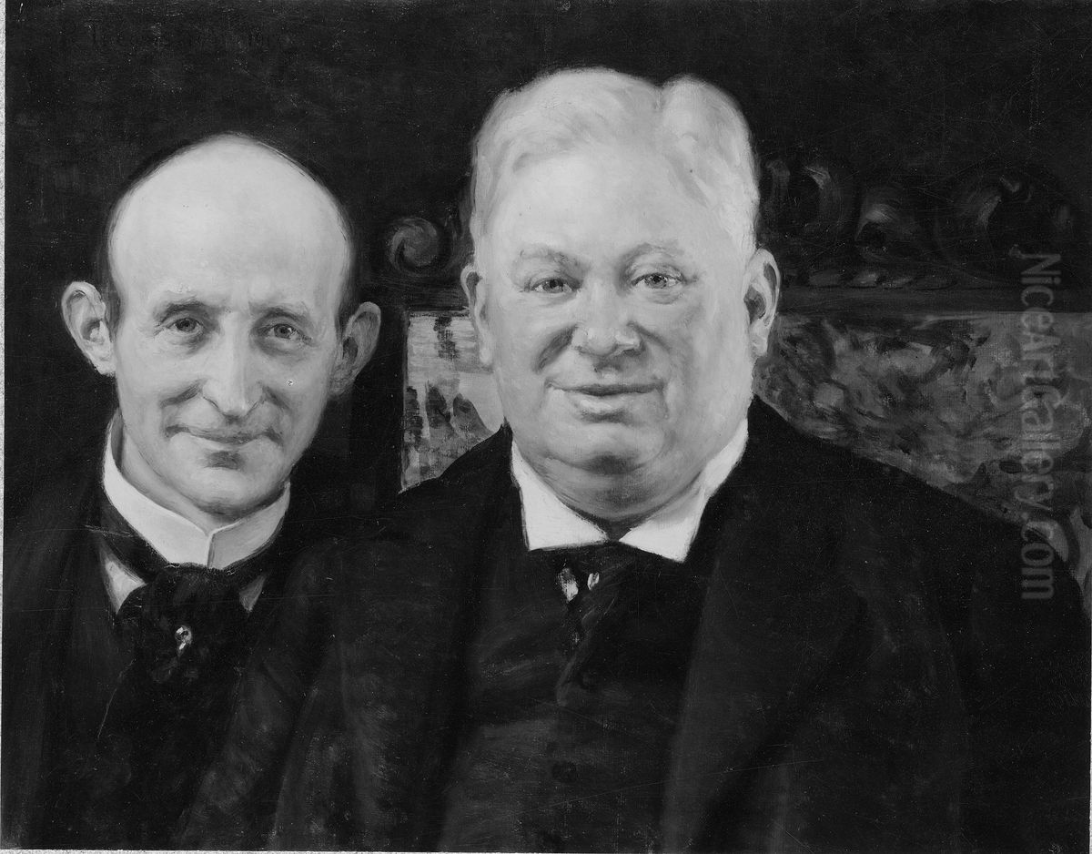 Oscar Baeckstrom, 1854-1919, Victor Lundberg, 1859-1939 Oil Painting by Robert Thegerstrom