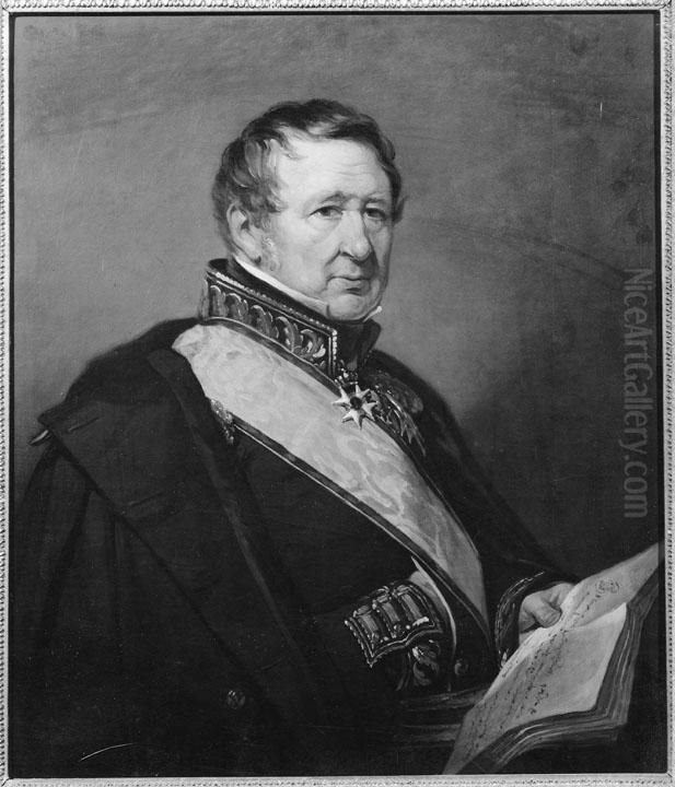 Karl Alexander Hard af Segerstad (1768-1840), generalmajor, konstsamlare, donator Oil Painting by Johan Gustaf Sandberg