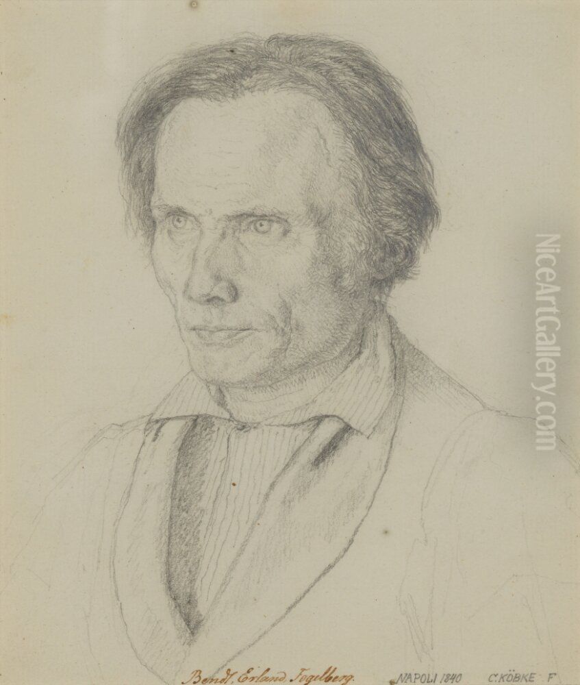 The Sculptor Bengt Erland Fogelberg Oil Painting by Christen Kobke