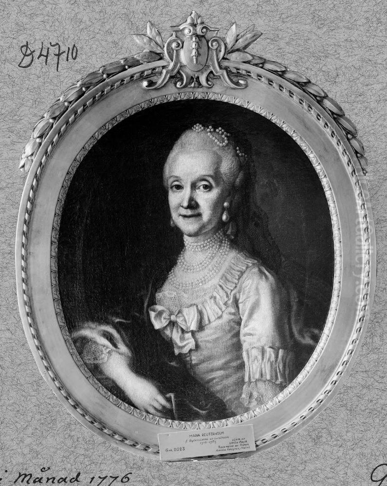 Maria Gyllenstierna of Lundholm (1716- 1783), baroness, married to councillor baron Esbjorn Kristian Reuterholm Oil Painting by Ulrika Pasch