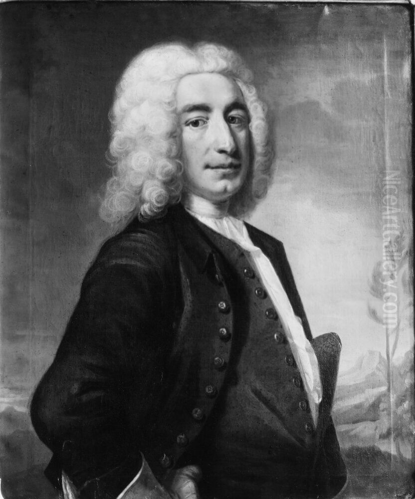 Karl Marten Fleetwood (1703-1751), baron, governor, married to Maria Eleonora Stralenberg Oil Painting by Johan Henrik Scheffel