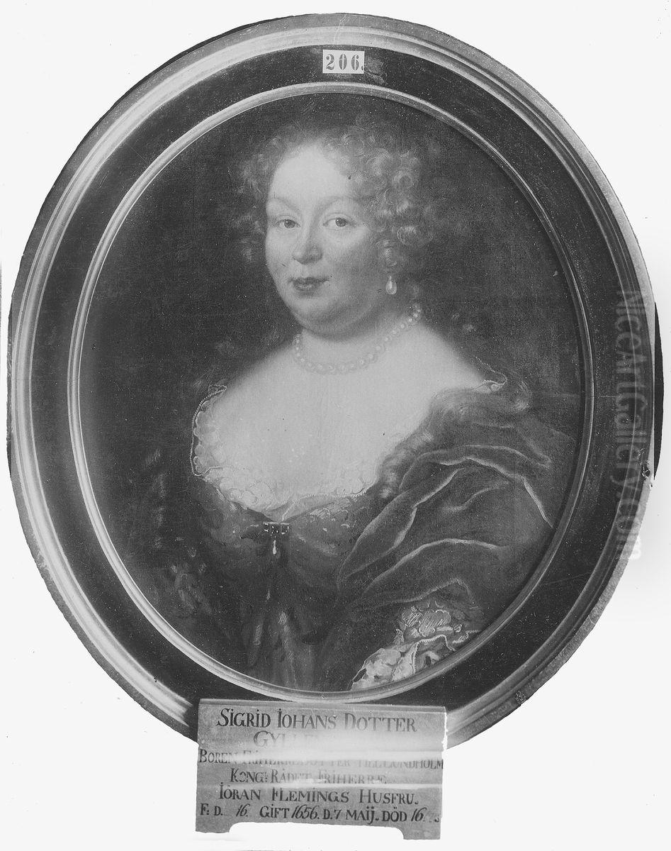 Sigrid Gyllenstierna af Lundholm, 1639-1700, g. m. 1. Fleming af Liebelitz 2. Hastfehr Oil Painting by David Klocker Ehrenstrahl