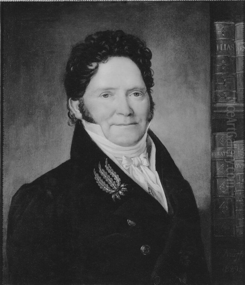 Peter Adam Wallmark (1777-1858), author, publisher, librarian, deputy assistant undersecretary, married to 1. Sophia Elisabeth Isoz, 2. Hedvig Elisabeth Wallgren Oil Painting by Per Krafft the Younger