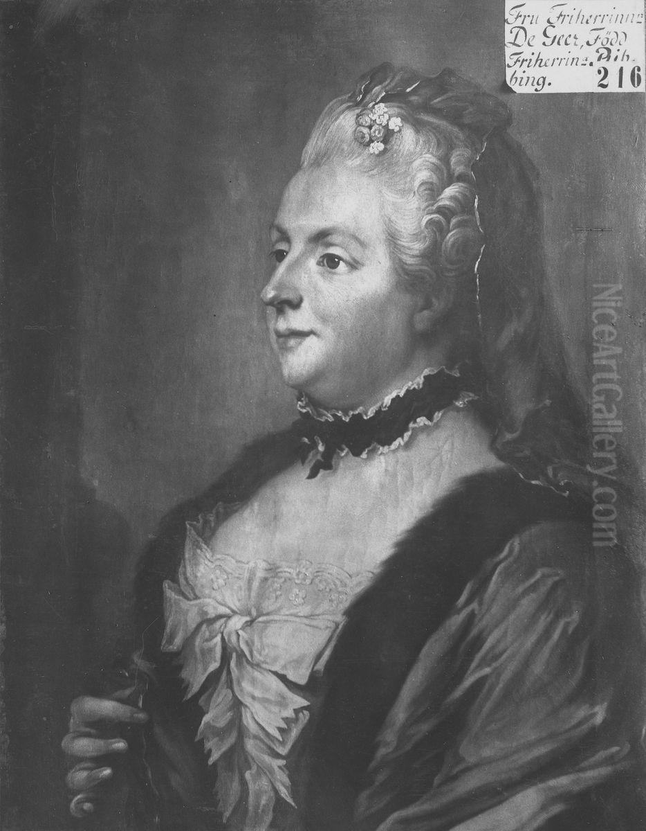 Catharina Charlotta Ribbing af Zernava, 1720-87, g. De Geer af Leufsta Oil Painting by Gustaf Lundberg