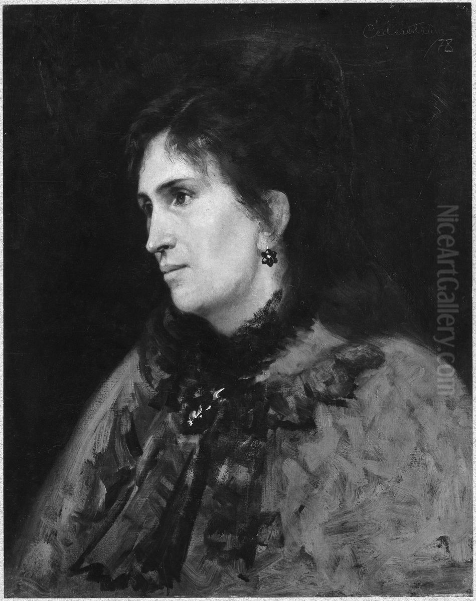 Amy Jaeder, 1843-1912, gift med friherre Gustav Cederstrom Oil Painting by Gustaf Cederstrom