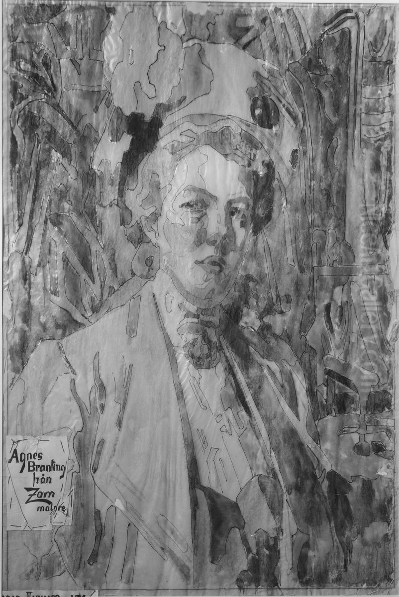 Agnes Branting, 1862-1930 Oil Painting by Anders Zorn