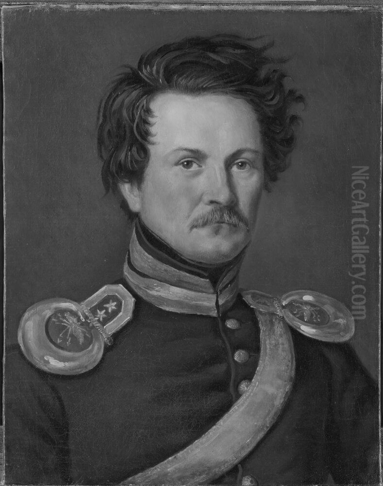 Alexander Klemens Wetterling (1796-1858), major, artist, married to Ulrika Catharina Bergstrom Oil Painting by Carl Peter Mazer