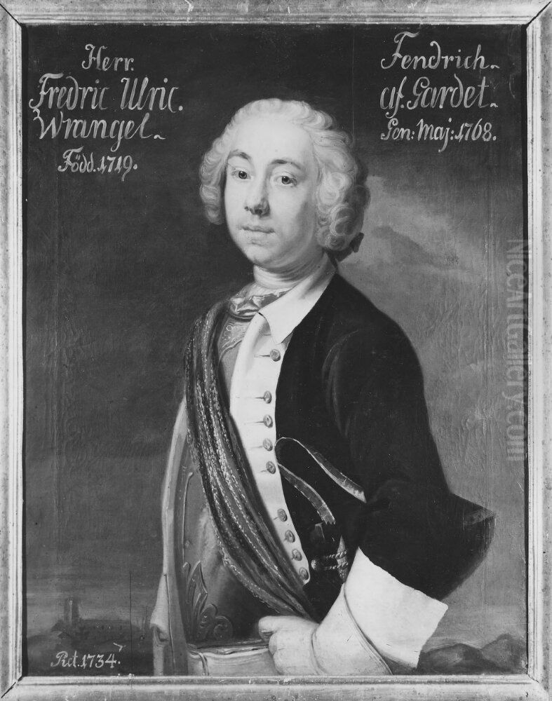 Fredrik Ulrik Wrangel af Sauss, 1719-93 Oil Painting by Johan Henrik Scheffel