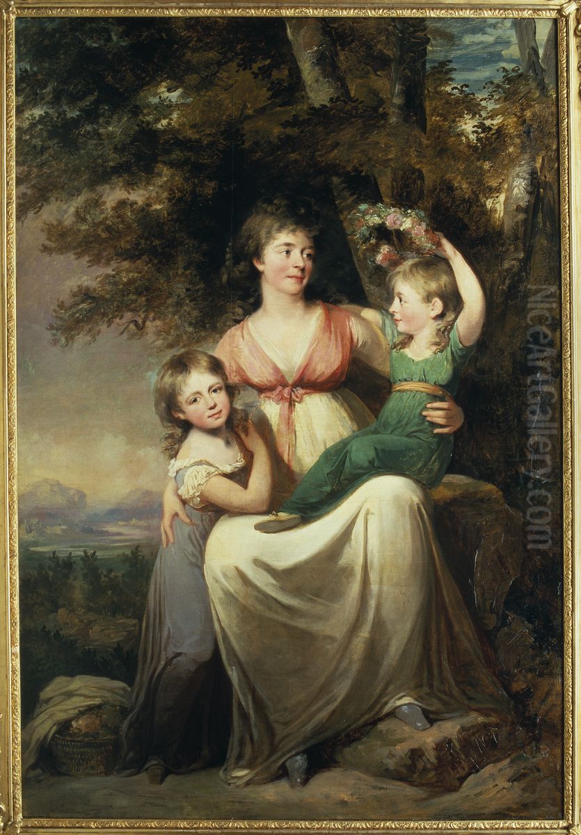 Hedvig Wegelin (1766-1842), gift Tersmeden med dottrar Oil Painting by Carl Frederik von Breda