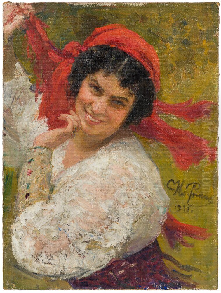 Adelaide von Skilondz, 1882-1969, operasangerska, sangpedagog, gift med Vladislav Skilondz Oil Painting by Repin Iliya