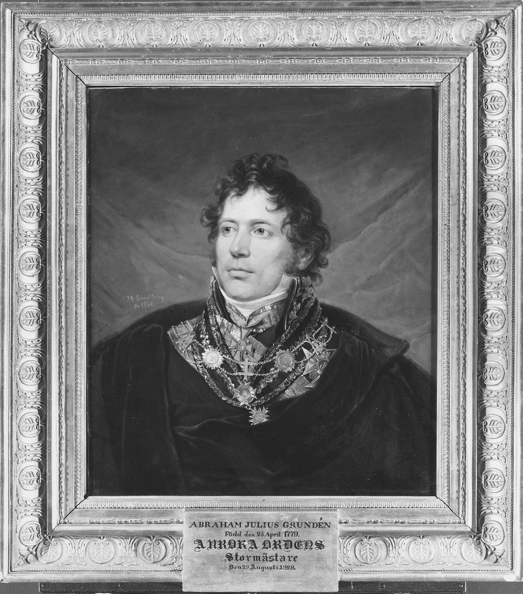 Abraham Julius Grunden, 1779-1835, stormastare i Aurora Orden, kammarrad Oil Painting by Johan Gustaf Sandberg