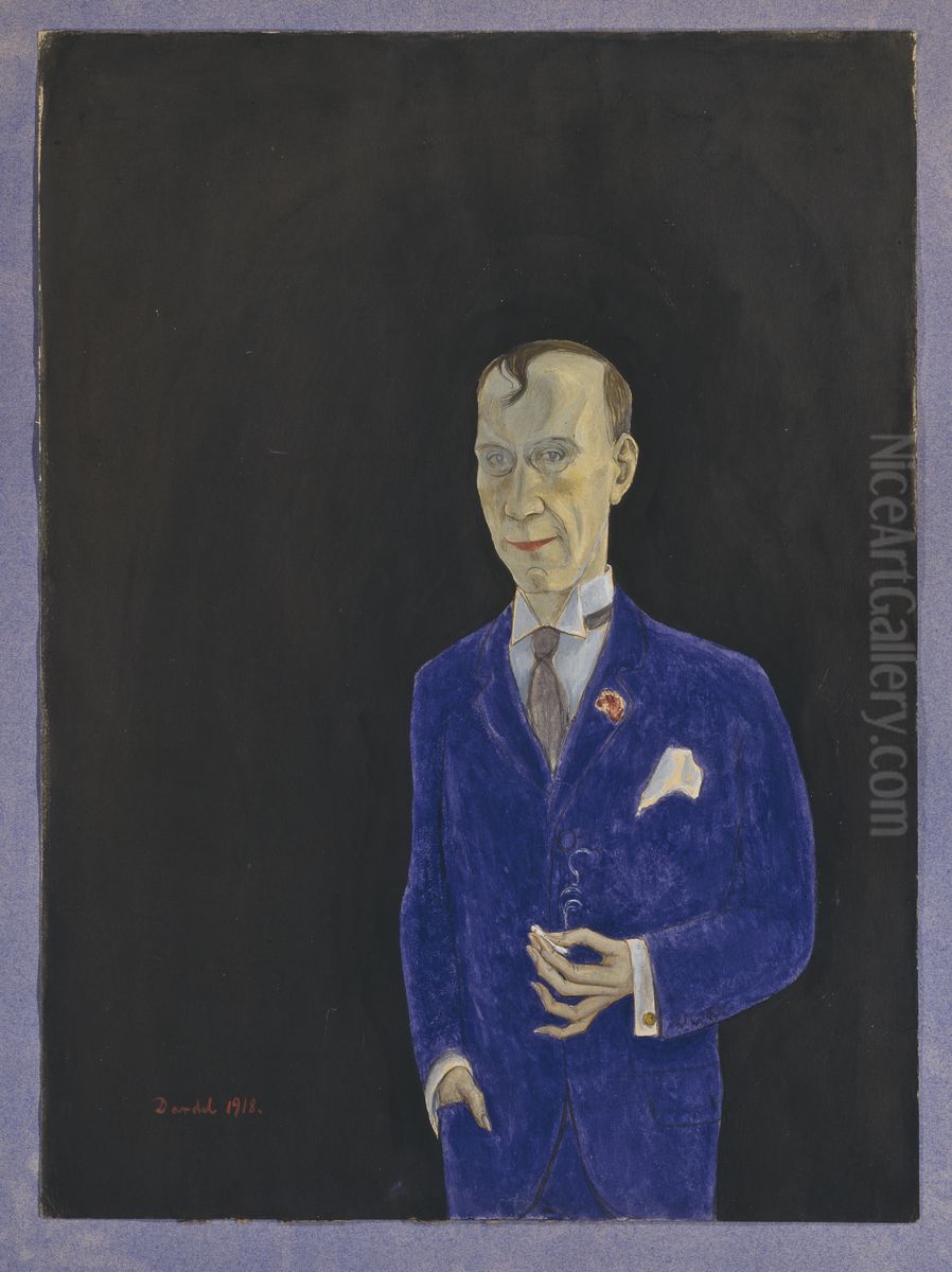 David Sprengel, 1880-1941, skribent, kritiker Oil Painting by Nils Von Dardel
