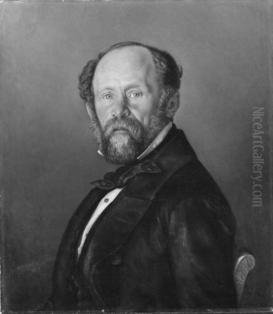 Emanuel Mattias Olde (1802-1885), professor, married to Emma Christina Vilhelmina Hagberg Oil Painting by Carl Peter Mazer