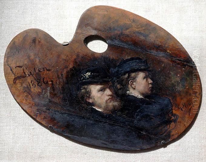 Carl Gustaf Hellqvist och hans maka Julia Thiersch Oil Painting by Carl Gustaf Hellqvist