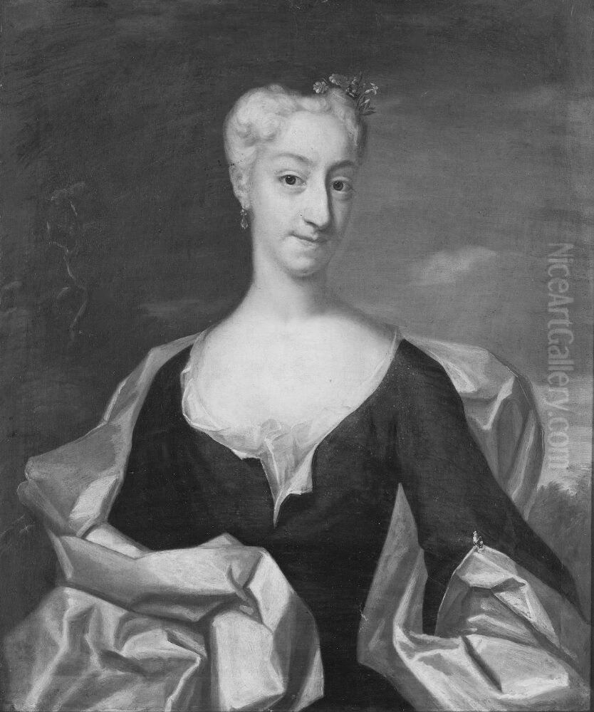 Hedvig von Witten (1712-1741), married to ryttmastare Jacob Danckwardt-Lilliestrom Oil Painting by Johan Henrik Scheffel